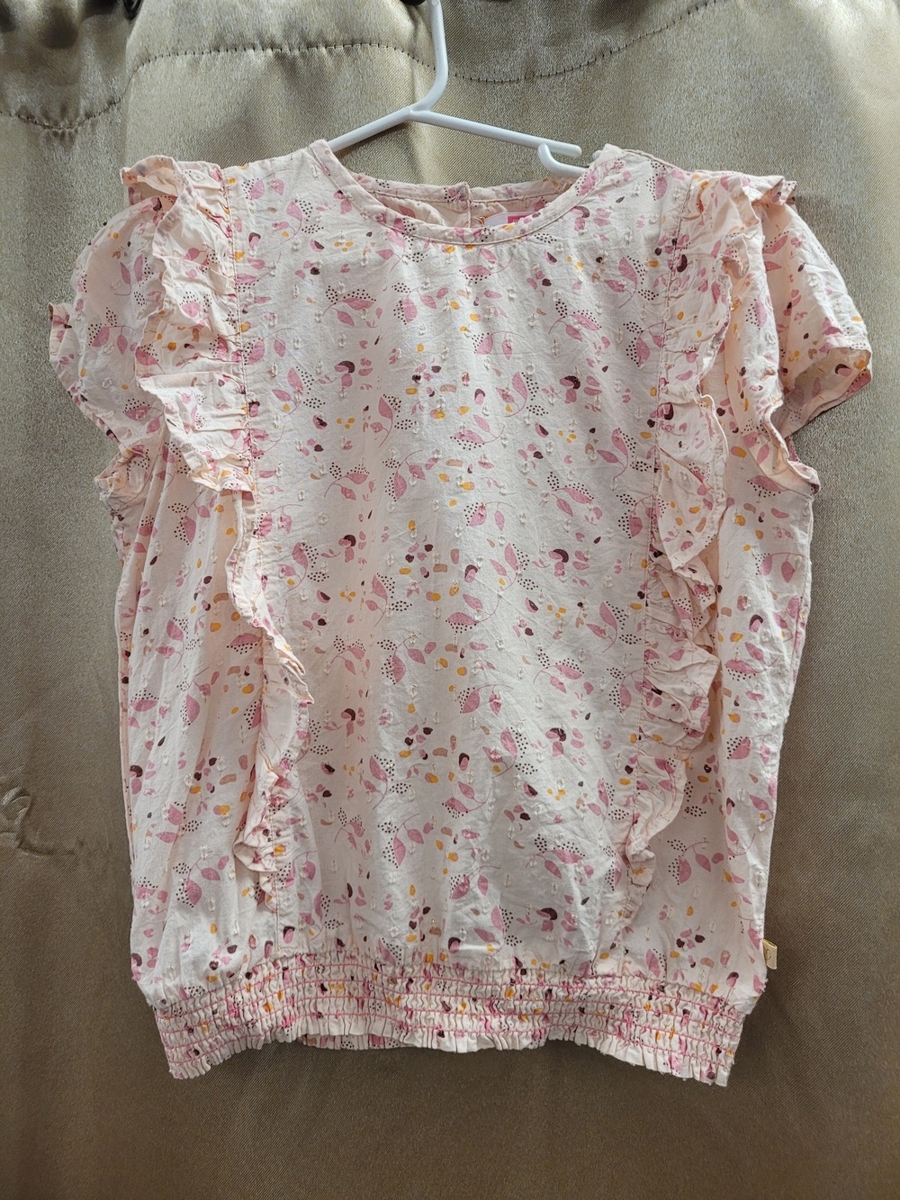 Brand WE girls' Pink Floral Ruffle Sleeve Top